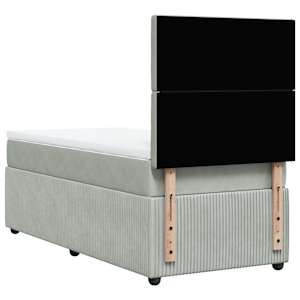 Box spring postel s matrací světle šedá 80 x 200 cm samet - obrázek 8