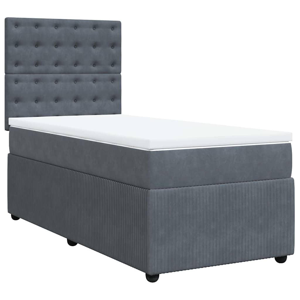 vidaXL Boxspring met matras fluweel donkergrijs 80x200 cm afbeelding