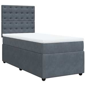 Box spring postel s matrací tmavě šedá 80 x 200 cm samet - obrázek 3