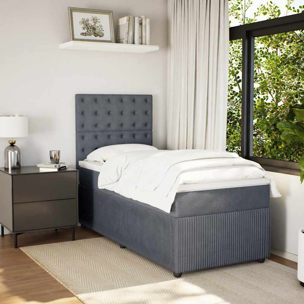 vidaXL Giroletto a Molle con Materasso Grigio Scuro 80x200 cm Velluto