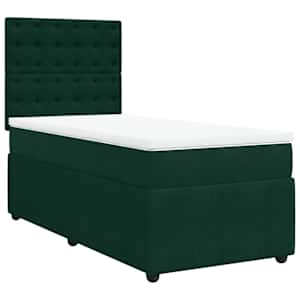 Box spring postel s matrací tmavě zelená 80 x 200 cm samet - obrázek 3