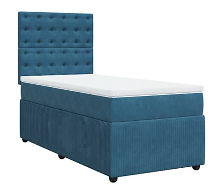 vidaXL Cama boxspring com colchão 80x200 cm veludo azul
