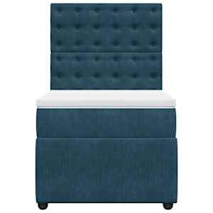 Box spring postel s matrací modrá 80 x 200 cm samet - obrázek 6