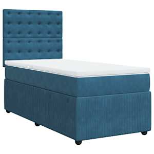 vidaXL Cama boxspring com colchão 80x200 cm veludo azul