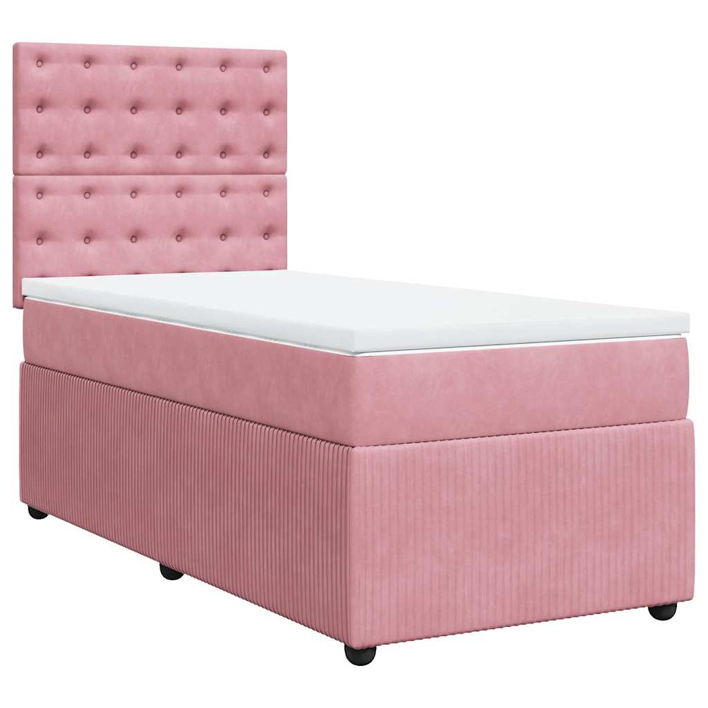 vidaXL Boxspring met matras fluweel roze 80x200 cm afbeelding