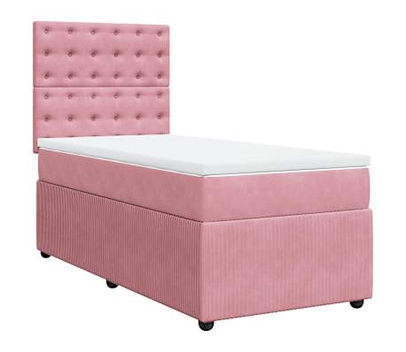 vidaXL Boxspringbett mit Matratze Rosa 80x200 cm Samt