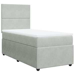 Box spring postel s matrací světle šedá 90x190 cm samet - obrázek 3