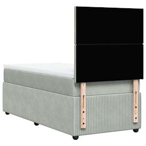 Box spring postel s matrací světle šedá 90x190 cm samet - obrázek 8