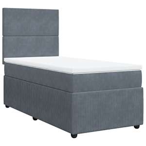 Box spring postel s matrací tmavě šedá 90x190 cm samet - obrázek 3