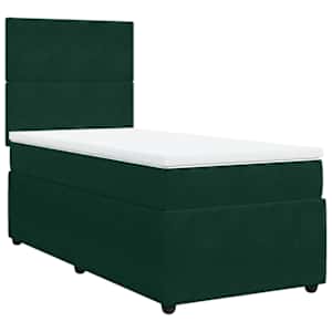 Box spring postel s matrací tmavě zelená 90x190 cm samet - obrázek 3