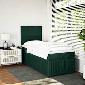 Box spring postelja z vzmetnico temno zelen 90x190 cm žamet