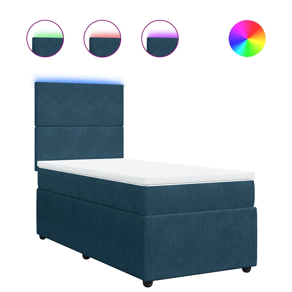 Thumbnail - vidaXL Boxspringbett mit Matratze Blau 90x190 cm Samt