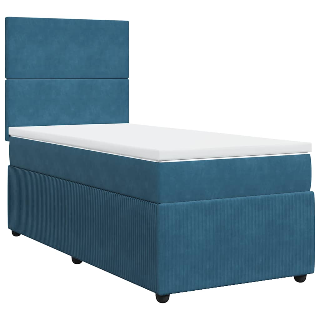 vidaXL Boxspring met matras fluweel blauw 90x190 cm afbeelding