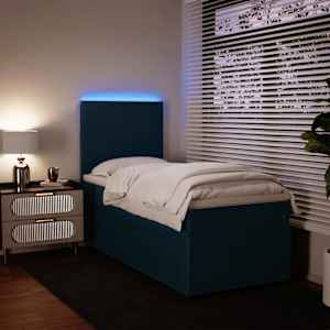 Box spring postel s matrací modrá 90 x 190 cm samet - obrázek 4