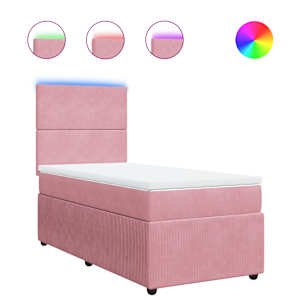 Box spring postel s matrací růžová 90x190 cm samet - obrázek 2
