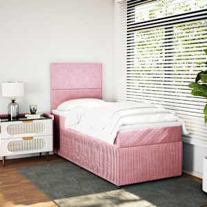 Box spring postel s matrací růžová 90x190 cm samet - obrázek 1