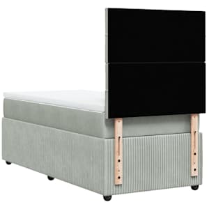 Box spring postel s matrací světle šedá 90x190 cm samet - obrázek 8