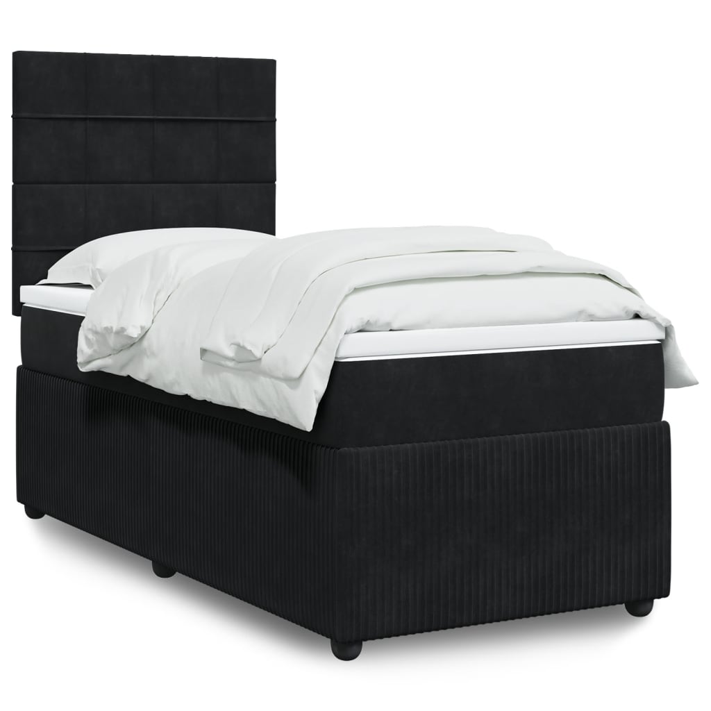 Boxspringbett mit Matratze Schwarz 90×190 cm Samt