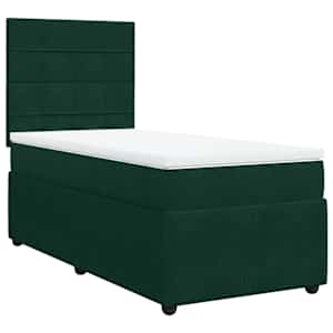 Box spring postel s matrací tmavě zelená 90x190 cm samet - obrázek 3
