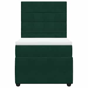 Box spring postel s matrací tmavě zelená 90x190 cm samet - obrázek 6