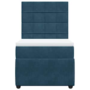 Box spring postel s matrací modrá 90 x 190 cm samet - obrázek 6