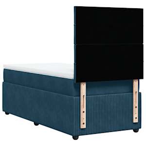 Box spring postel s matrací modrá 90 x 190 cm samet - obrázek 8