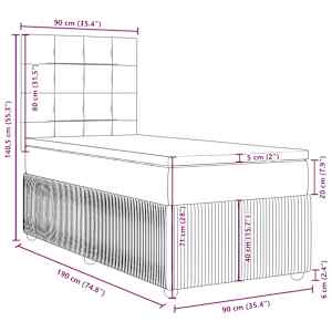 Box spring postel s matrací růžová 90x190 cm samet - obrázek 18