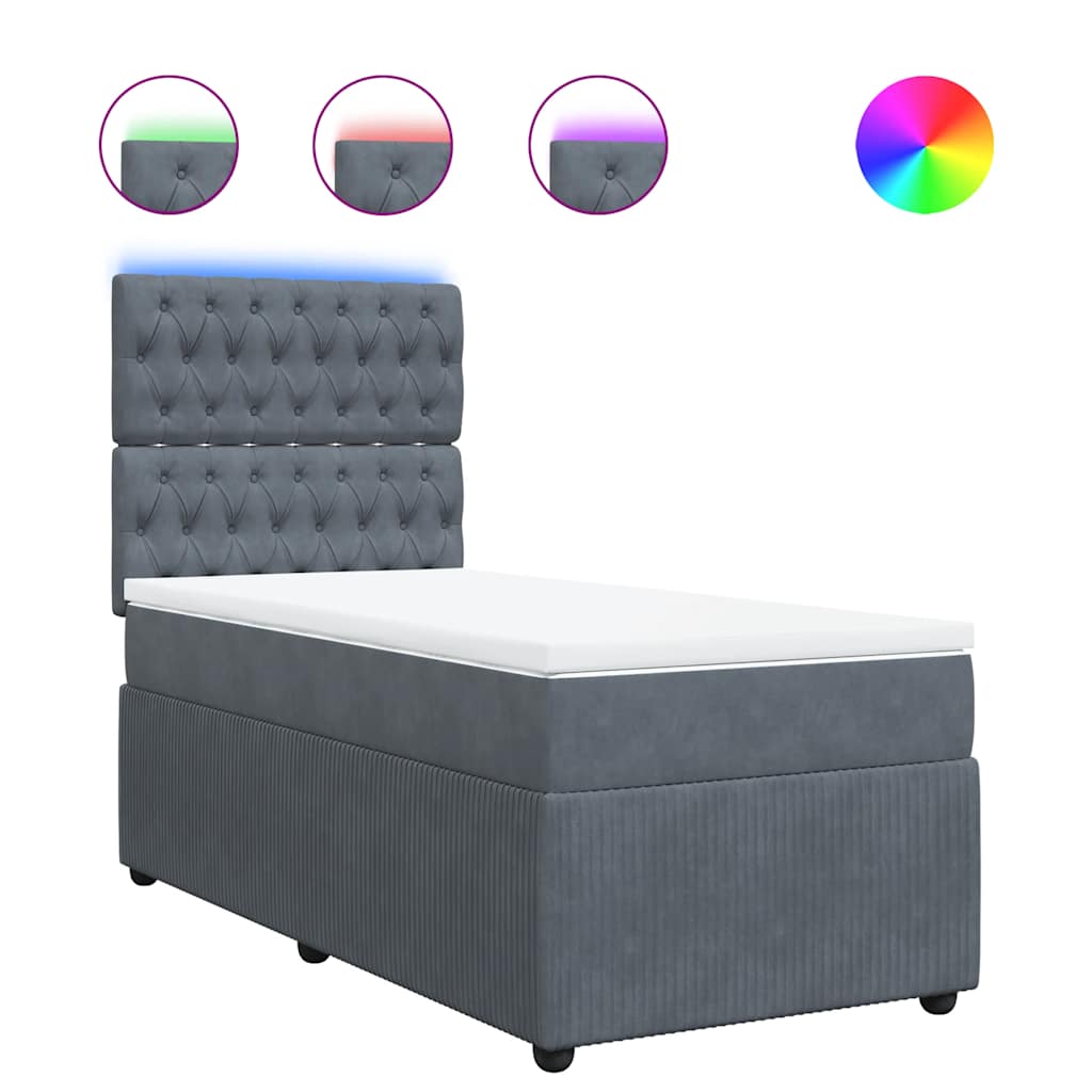 Thumbnail - vidaXL Boxspringbett mit Matratze Dunkelgrau 90x190 cm Samt
