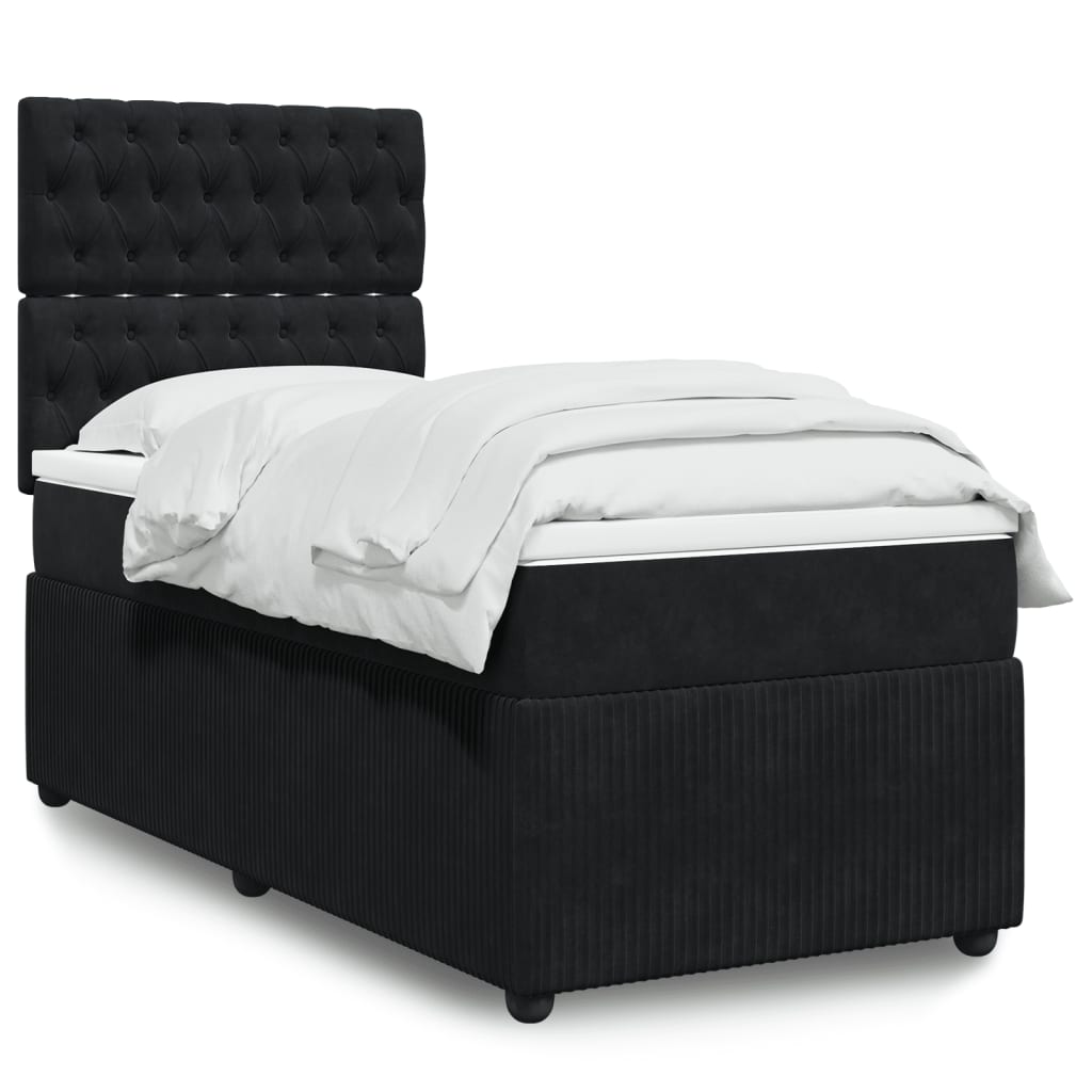 Boxspringbett mit Matratze Schwarz 90×190 cm Samt