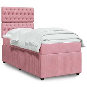 Box spring postel s matrací růžová 90x190 cm samet - obrázek 1