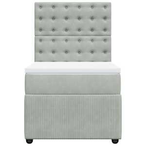 Box spring postel s matrací světle šedá 90x190 cm samet - obrázek 6
