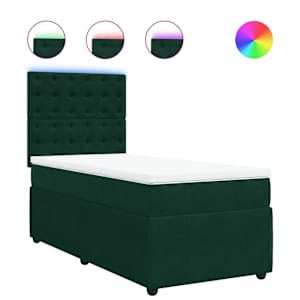 Box spring postel s matrací tmavě zelená 90x190 cm samet - obrázek 2