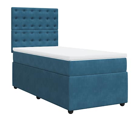 vidaXL Cama boxspring com colch&atilde;o 90x190 cm veludo azul