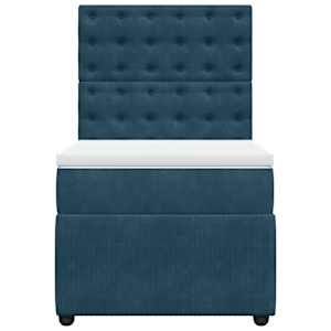 Box spring postel s matrací modrá 90 x 190 cm samet - obrázek 6