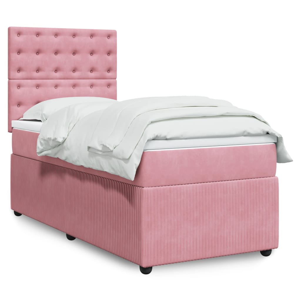 Boxspringbett mit Matratze Rosa 90×190 cm Samt