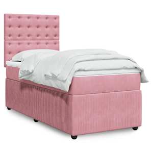 Box spring postel s matrací růžová 90x190 cm samet - obrázek 1