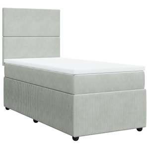 Box spring postel s matrací světle šedá 90x200 cm samet - obrázek 3