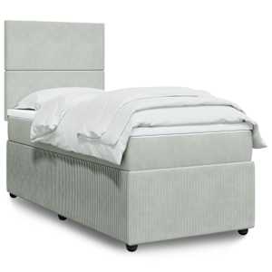 Box spring postel s matrací světle šedá 90x200 cm samet - obrázek 1
