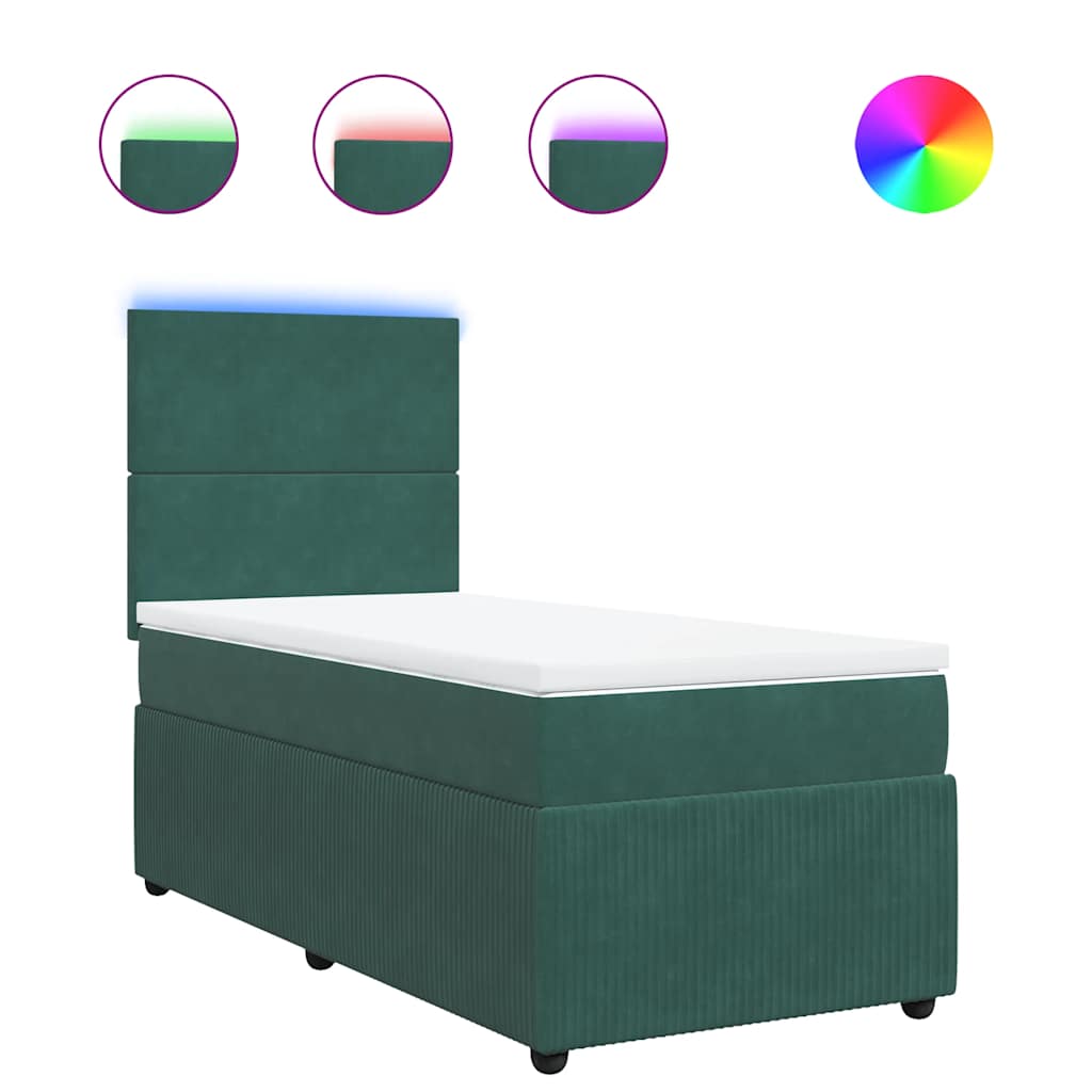 vidaXL Box spring postel s matrací tmavě zelená 90x200 cm samet