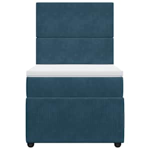Box spring postel s matrací modrá 90 x 200 cm samet - obrázek 6