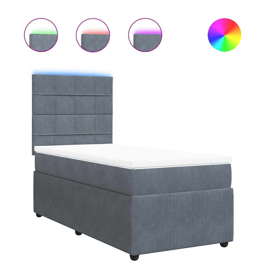 Thumbnail - vidaXL Boxspringbett mit Matratze Dunkelgrau 90x200 cm Samt