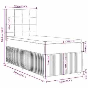 Box spring postel s matrací modrá 90 x 200 cm samet - obrázek 18