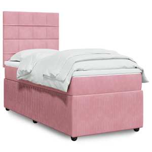 Box spring postel s matrací růžová 90x200 cm samet - obrázek 1