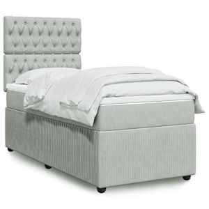Box spring postel s matrací světle šedá 90x200 cm samet - obrázek 1