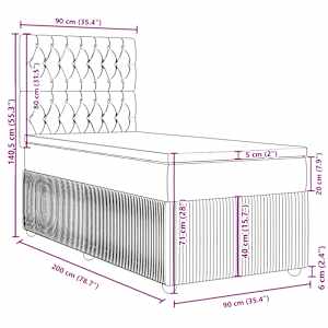 Box spring postel s matrací modrá 90 x 200 cm samet - obrázek 18