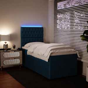 Box spring postel s matrací modrá 90 x 200 cm samet - obrázek 4