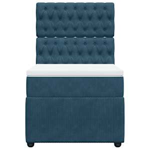 Box spring postel s matrací modrá 90 x 200 cm samet - obrázek 6