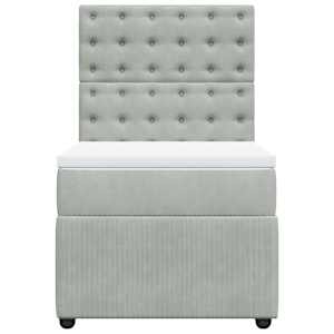 Box spring postel s matrací světle šedá 90x200 cm samet - obrázek 6