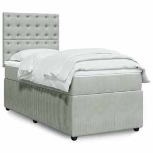 Box spring postel s matrací světle šedá 90x200 cm samet - obrázek 1