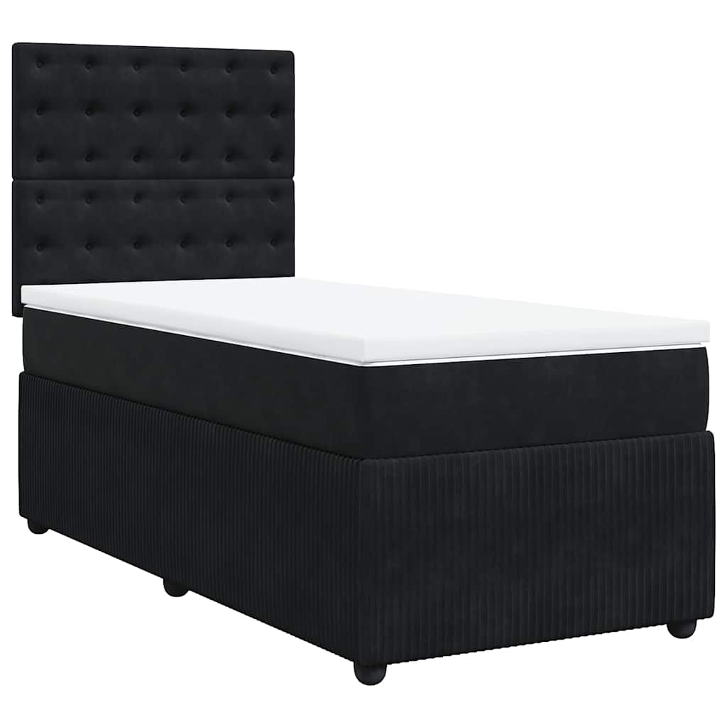 vidaXL Boxspring met matras fluweel zwart 90x200 cm afbeelding